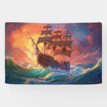 Zeil schip op een stormachtig Zee