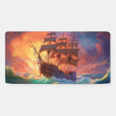 Zeil schip op een stormachtig Zee Spandoek (Horizontaal)