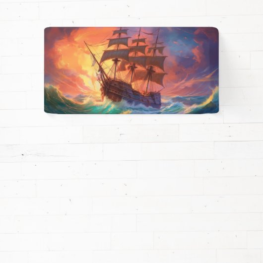 Zeil schip op een stormachtig Zee Spandoek (Insitu)