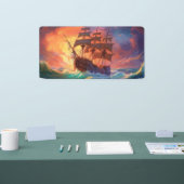 Zeil schip op een stormachtig Zee Spandoek (Beurs)