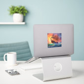 Zeil schip op een stormachtig Zee Sticker (Laptop op bureau)