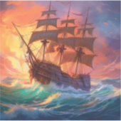 Zeil schip op een stormachtig Zee Sticker (Voorkant)