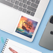 Zeil schip op een stormachtig Zee Sticker (Laptop met iPhone)