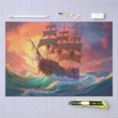 Zeil schip op een stormachtig Zee Tissuepapier (Craft)