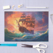 Zeil schip op een stormachtig Zee Tissuepapier (Craft)