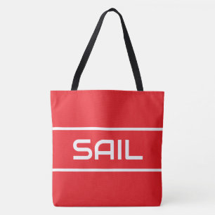 ZEIL Strakke Witte Tekst Strepen Op Sportief Helde Tote Bag