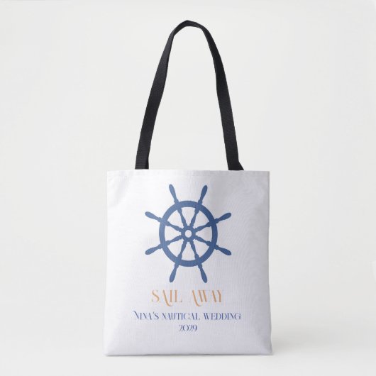 Zeil Weg Bruidsmeisje Nautical Bruiloft Tote Bag (Voorkant)