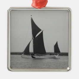 Zeilakschip herinnering metalen ornament