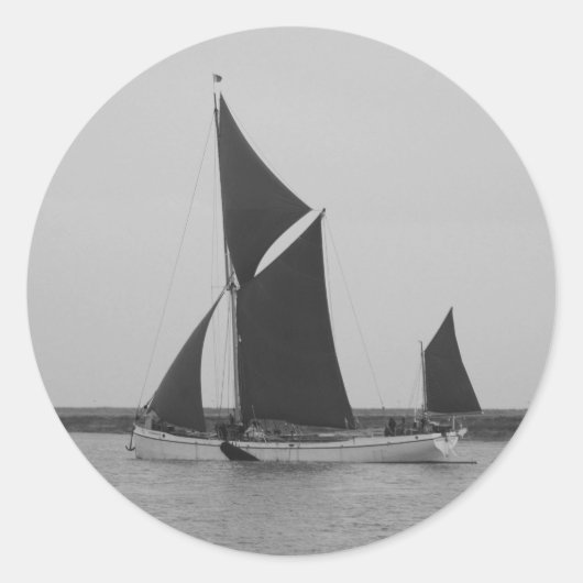 Zeilakschip herinnering ronde sticker (Voorkant)
