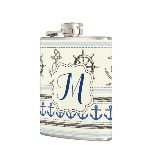 Zeilanker Nautical Rop Monogram Whiskey Flask Heupfles (Links)