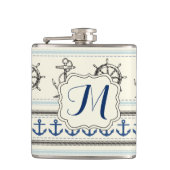 Zeilanker Nautical Rop Monogram Whiskey Flask Heupfles (Voorkant)