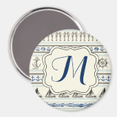 Zeilanker Nautisch Monogram Initiaal Magneet (Voorkant / Achterkant)