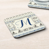 Zeilanker Nautische Rop Monogram Drink Onderzetter (Linkerzijde)