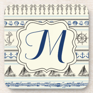 Zeilanker Nautische Rop Monogram Drink Onderzetter