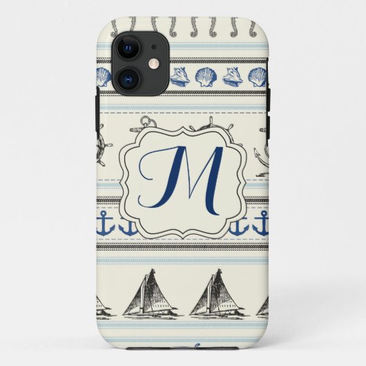 Zeilanker Nautische Rop Monogram IPHONE 5 Hoesje (Achterkant)