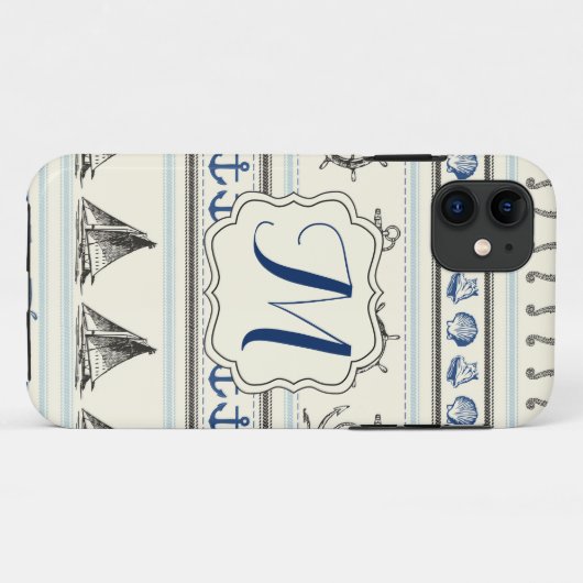 Zeilanker Nautische Rop Monogram IPHONE 5 Hoesje (Achterkant (horizontaal))