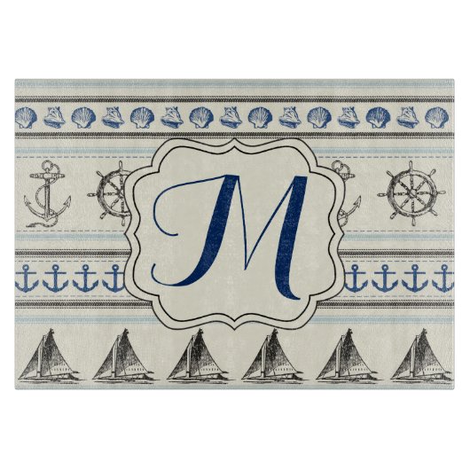 Zeilanker Nautische Touw Glas Snijplank (Voorkant)