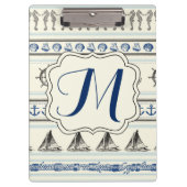 Zeilanker Nautische Touw Monogram Clip Board Klembord (Voorkant)