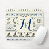 Zeilanker Nautische Touw Monogram Muismat (Met muis)