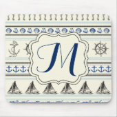 Zeilanker Nautische Touw Monogram Muismat (Voorkant)