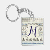 Zeilanker Nautische Touw Monogram Sleutelhanger (Voorkant Links)