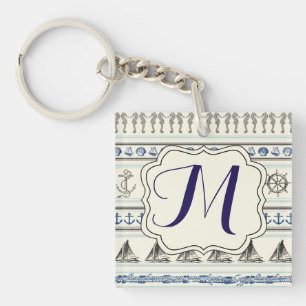 Zeilanker Nautische Touw Monogram Sleutelhanger
