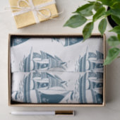 Zeilbakpatroon van de marineblauw tissuepapier (Geschenk)