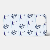 Zeilboat en anker Pattern Blue Case-Mate iPhone Case (Achterkant (horizontaal))