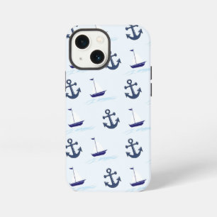 Zeilboat en anker Pattern Blue iPhone 13 Mini Hoesje