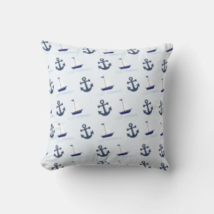 Zeilboat en anker Pattern Blue Kussen