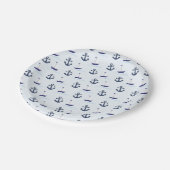 Zeilboat en anker Pattern Blue Papieren Bordje (Gekanteld)