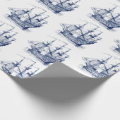 Zeilboat van Navy-Blue Wind 2 Patroonpapier Cadeaupapier (Hoek)