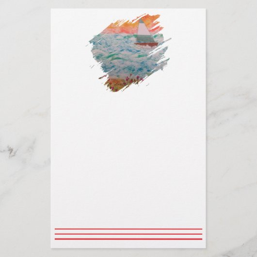 Zeilboot-3 Paintstroke Briefpapier (Voorkant)