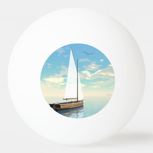Zeilboot - 3D rendering Pingpongbal (Voorkant)