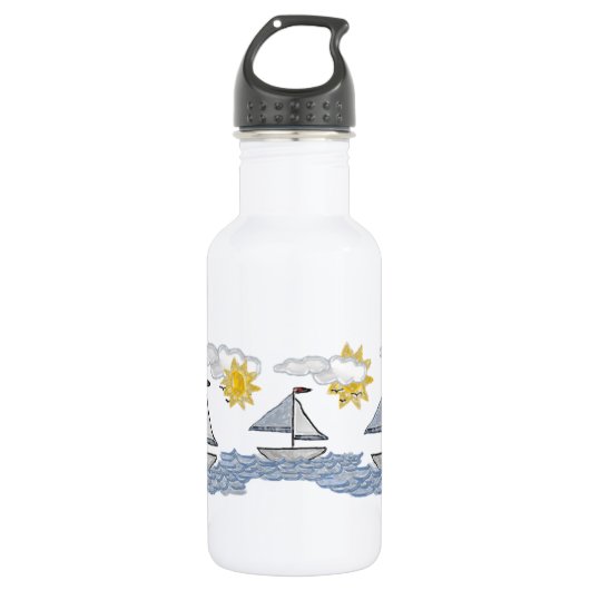 Zeilboot 3D Waterfles (Voorkant)