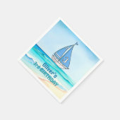 Zeilboot 3e verjaardagsfeest servet (Hoek)