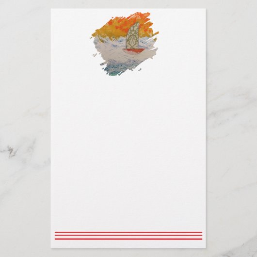 Zeilboot-4 Paintstroke Briefpapier (Voorkant)