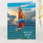 Zeilboot 50e Verjaardag Kaart (Gele Bloem)