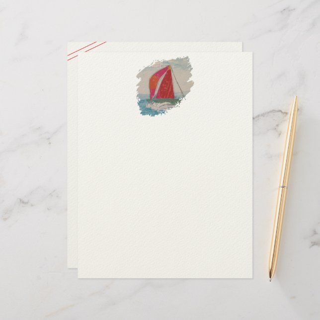 Zeilboot-5 Paintstroke Briefhoofd (Voorkant / Achterkant in situ)