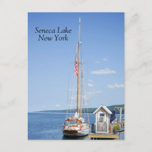 Zeilboot aangemeerd in Seneca Lake Briefkaart
