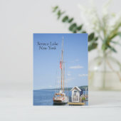 Zeilboot aangemeerd in Seneca Lake Briefkaart (Staand voorkant)