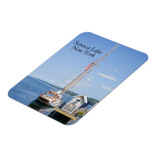 Zeilboot aangemeerd in Seneca Lake Magneet (Linkerzijde)