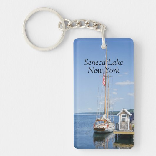 Zeilboot aangemeerd in Seneca Lake Sleutelhanger (Voorkant)