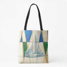 Zeilboot Abstracte Art Sailing Nautical Canvas tas