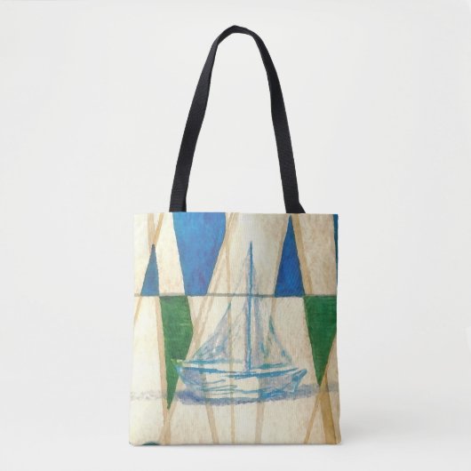 Zeilboot Abstracte Art Sailing Nautical Canvas tas (Voorkant)