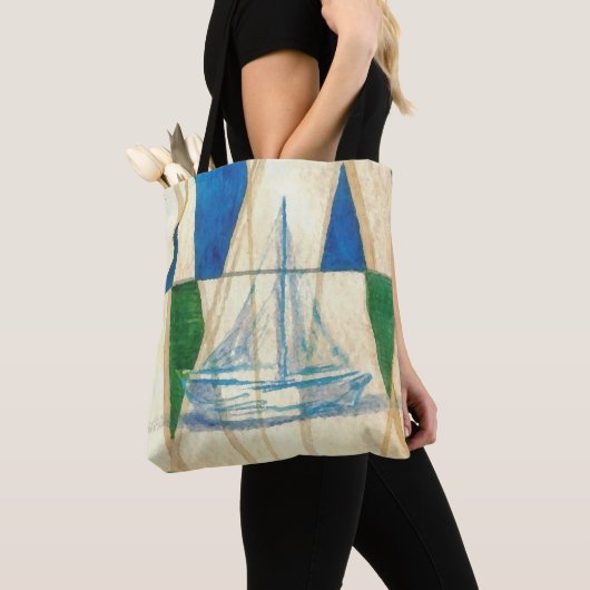 Zeilboot Abstracte Art Sailing Nautical Canvas tas (Dichtbij)