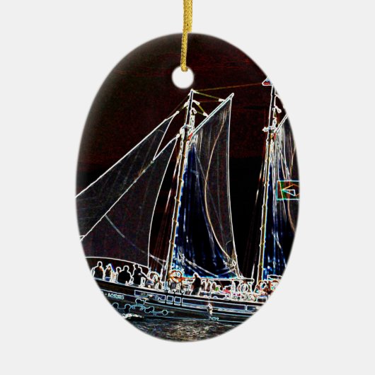 Zeilboot- Abstracte Foto Keramisch Ornament (Voorkant)
