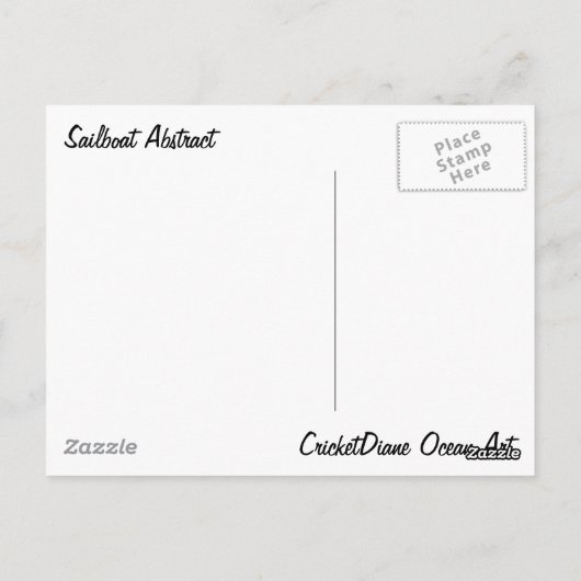 Zeilboot Abstracte Paarse Zeeen Briefkaart (Achterkant)