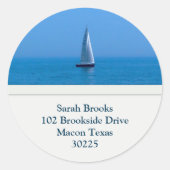 Zeilboot Adresetiketten Ronde Sticker (Voorkant)