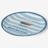Zeilboot Ahoy heeft een jongensblauw baby shower Papieren Bordje (Gekanteld)